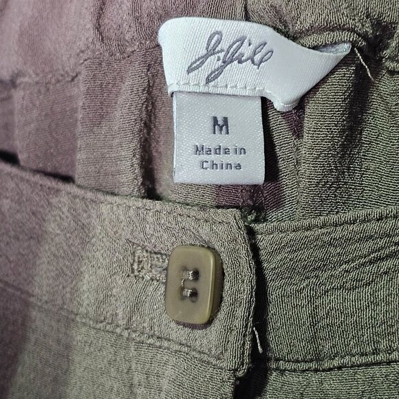 J. Jill Cargo Cropped Pants Embroidered Detail Olive Green Womens Medium - Picture 4 of 12